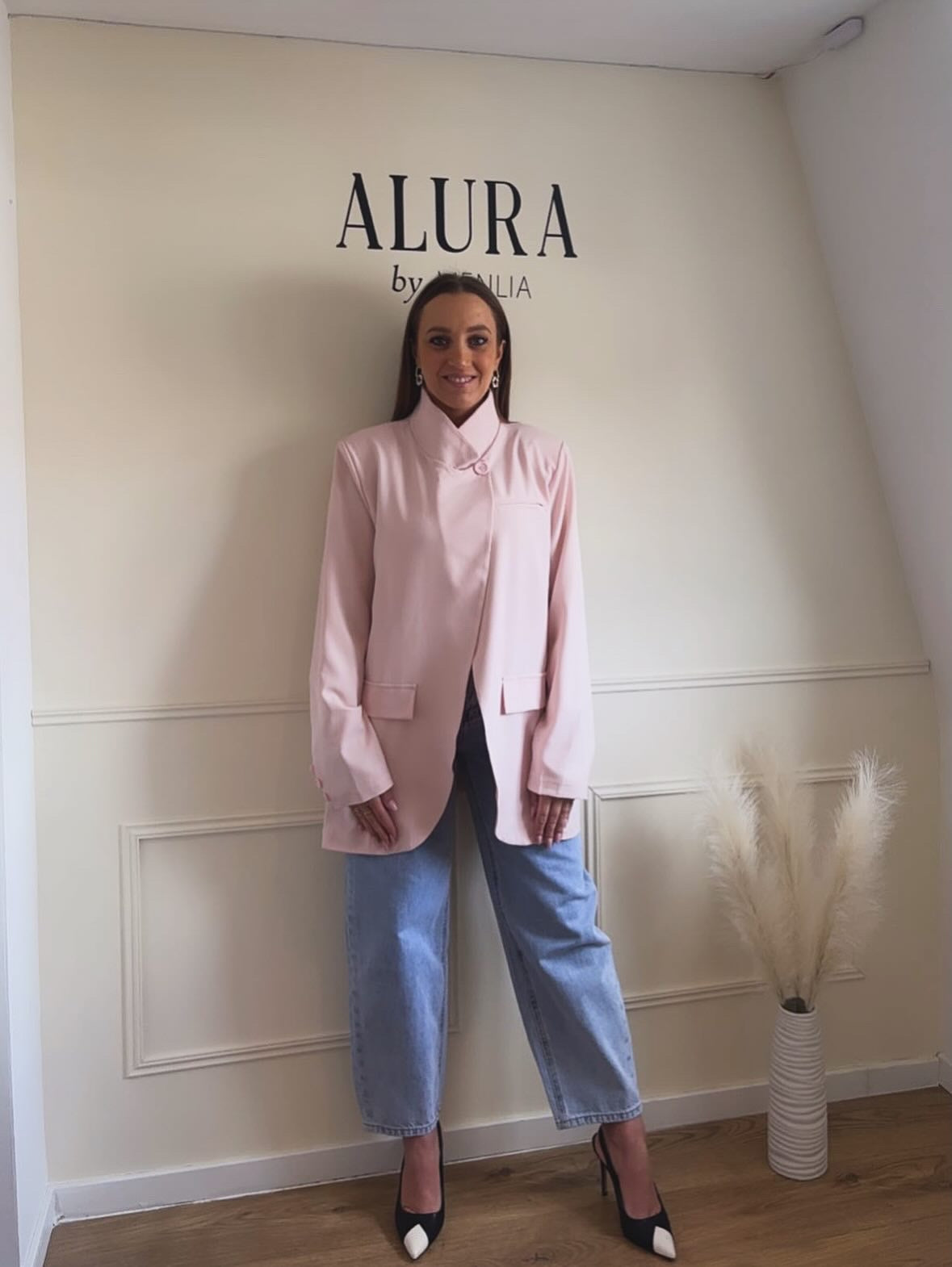 Blazer asymétrique rose