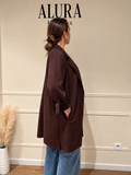 Veste Longue en Suédine – Coupe Droite Oversize