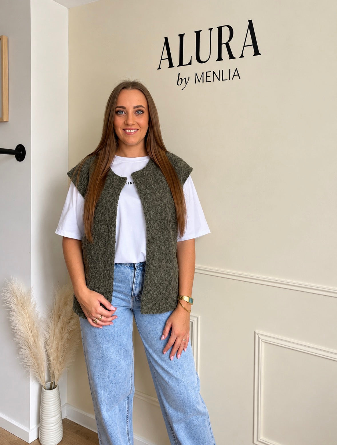 Gilet sans manches effet bouclette – Coupe droite ouverte