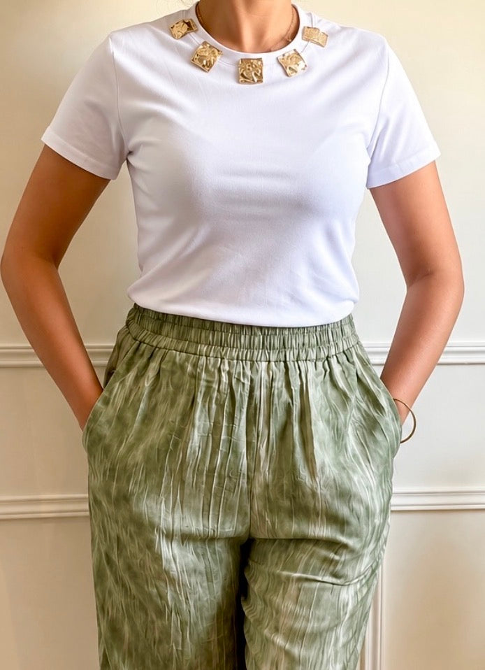 Top Tee-shirt à bijoux doré