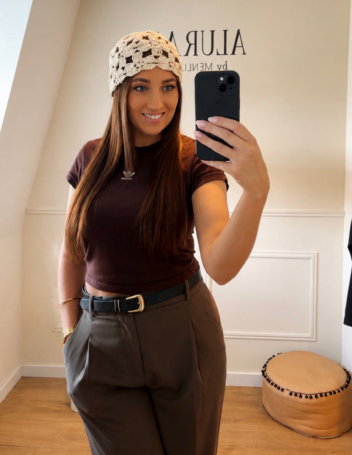 Bonnet crochet ajouré en coton