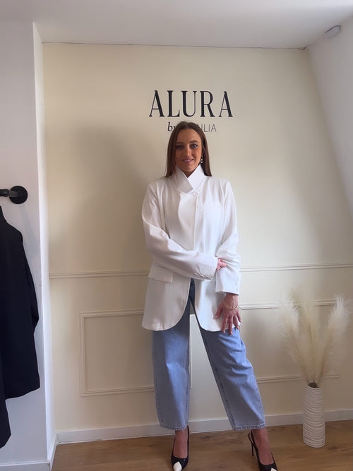 Blazer asymétrique blanc