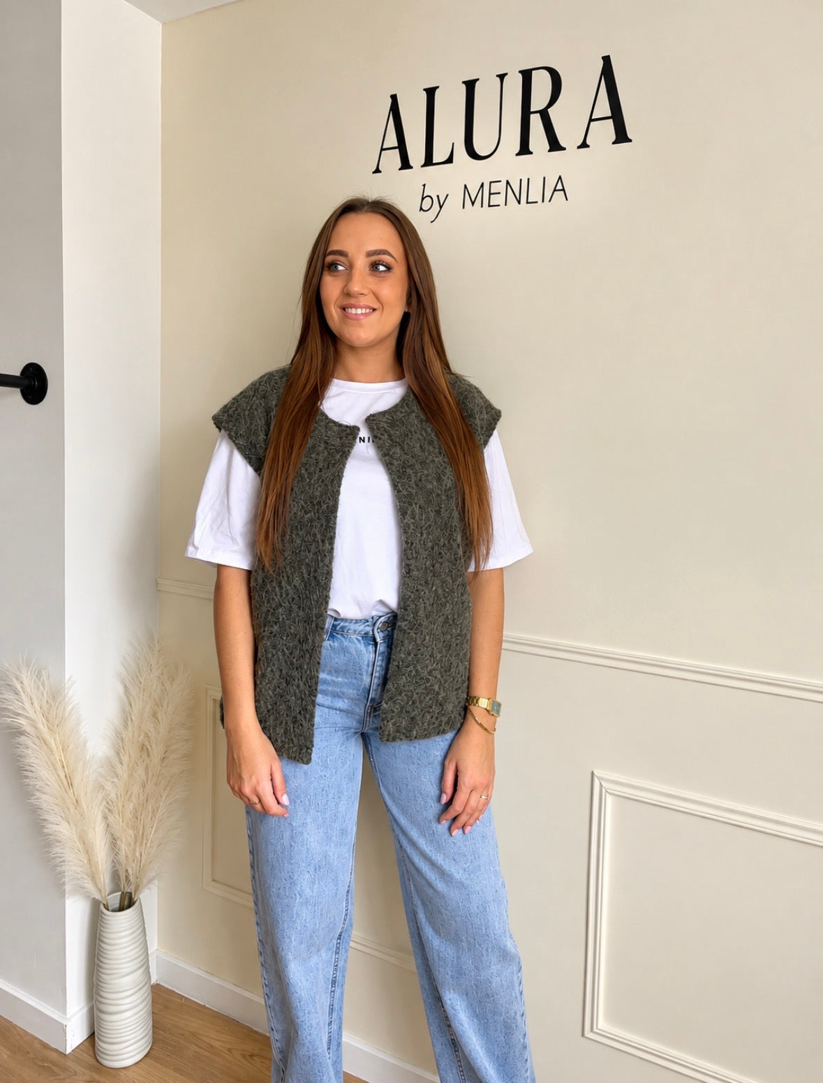 Gilet sans manches effet bouclette – Coupe droite ouverte
