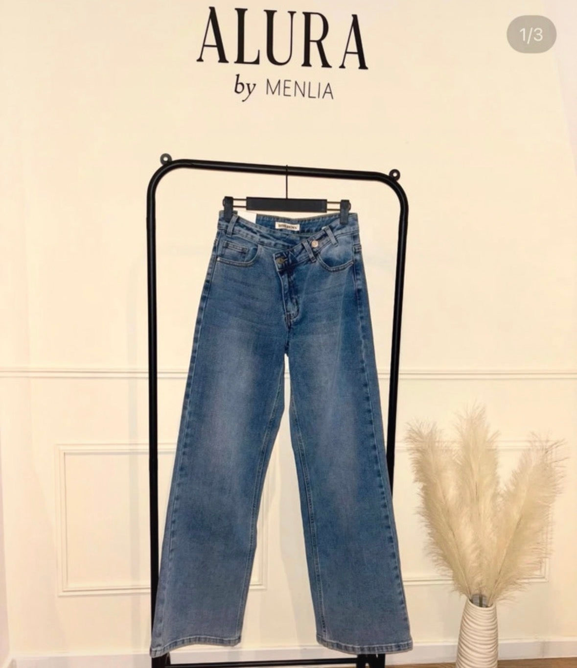 Jean Femme Wide Leg Asymétrique – Taille Haute Stretch